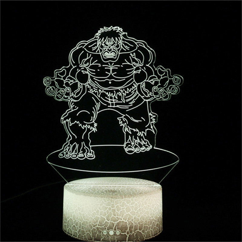 3D Optical Illusion Night Lamp - Kiddi Craze - Hulk in white light