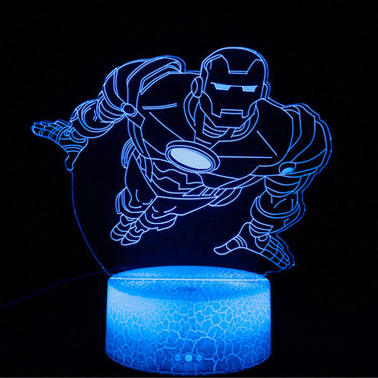 3D Optical Illusion Night Lamp - Kiddi Craze - Iron man in blue