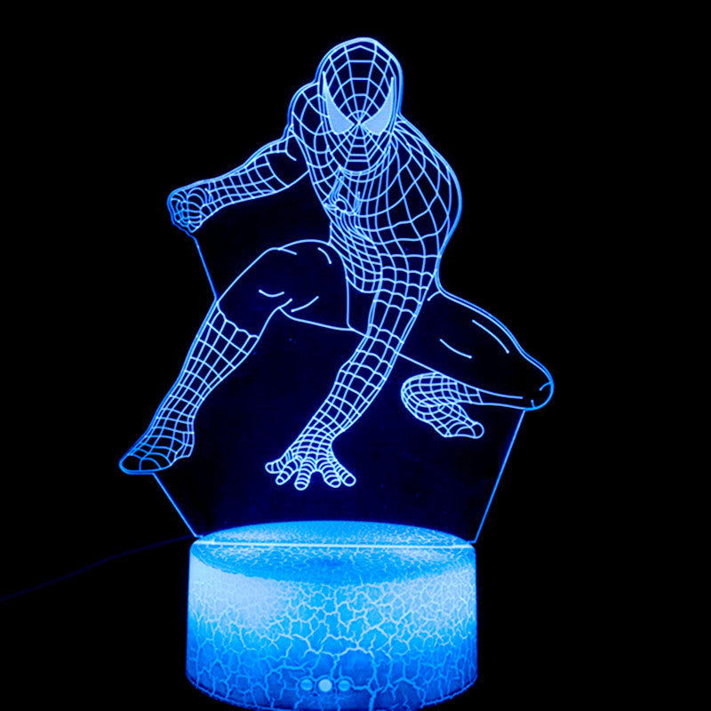 3D Optical Illusion Night Lamp - Kiddi Craze - Spiderman light in blue