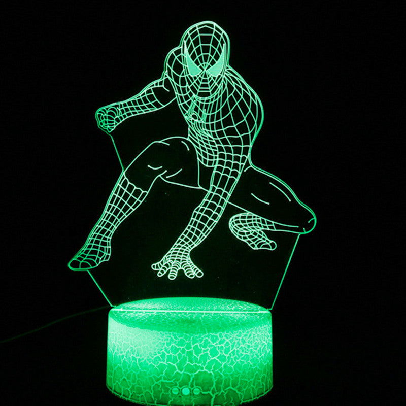 3D Optical Illusion Night Lamp - Kiddi Craze - Spiderman light in green