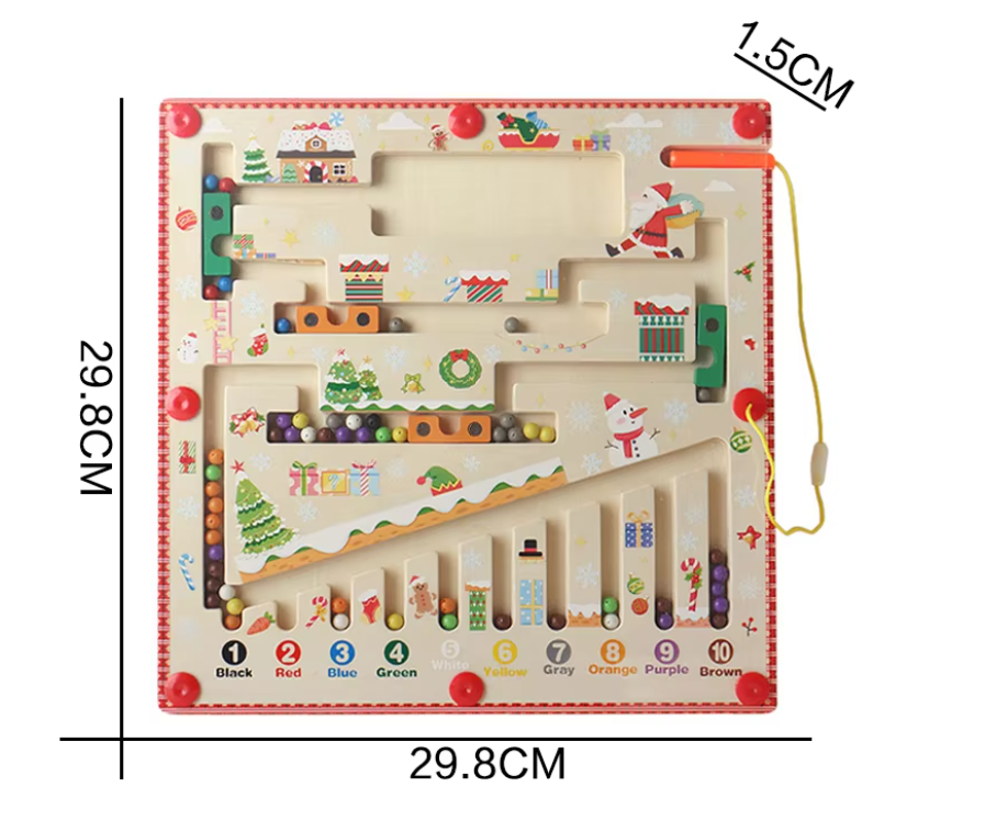 Christmas Pattern Maze Game - Kiddi Craze - Size of the Christmas magnetic board