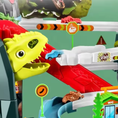 Load image into Gallery viewer, Dinosaur Volcanic Adventure - Kiddi Craze - Car flying into dinosaur mouth
