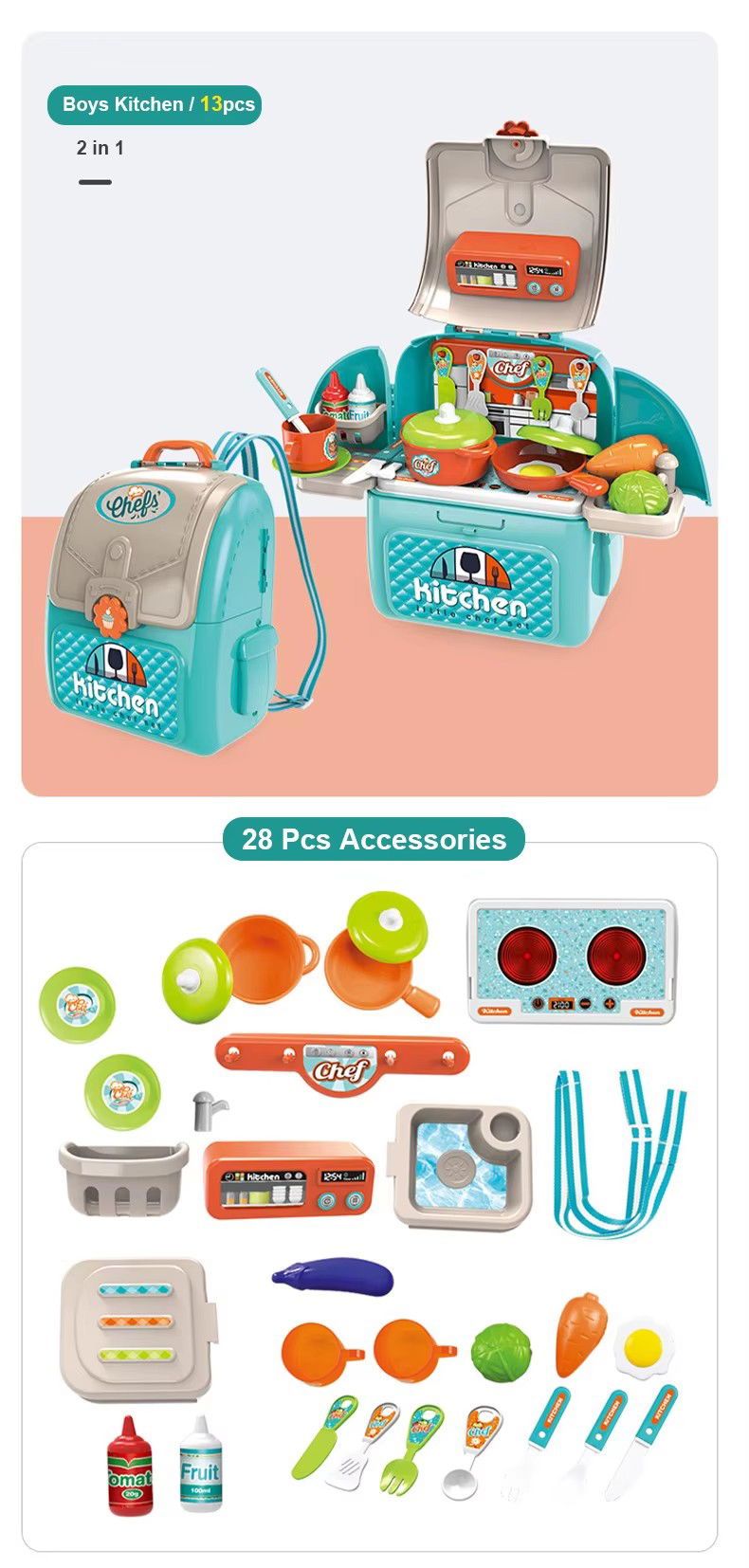 Play Kitchen Backpack - Kiddi Craze - What is included 