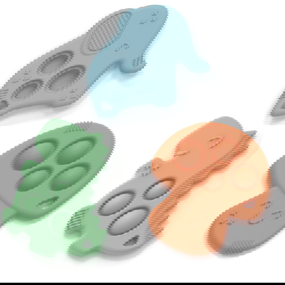 Pop Teething Toy - Kiddi Craze - Elephant, Dinosaur and Mushroom