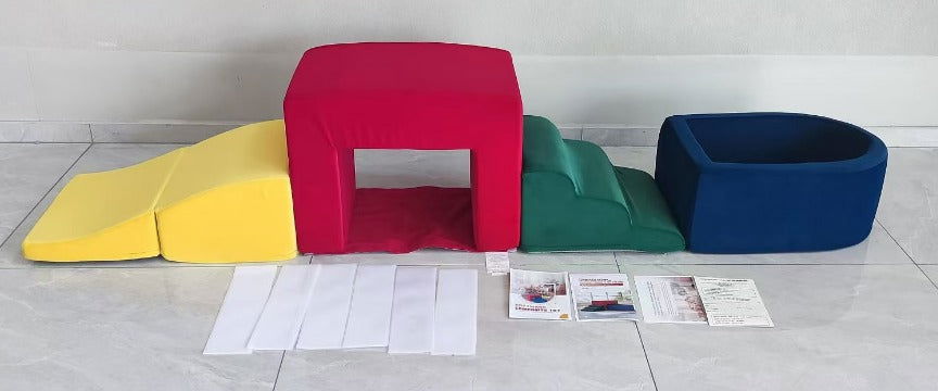 Soft Play Set - Indoor/Outdoor - Kiddi Craze - red, blue, green and yellow soft play